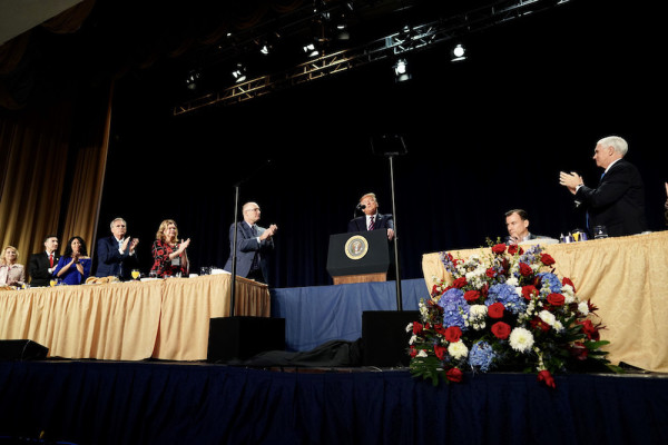 President Donald J. Trump delivers remarks at the 2020 National Prayer Breakfast Thursday, Feb. 6, 2020, at the Washington Hilton in Washington, D.C.