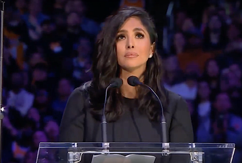 Vanessa Bryant eulogizes her late husband and daughter at a public memorial service for Kobe and Gianna Bryant in Los Angeles, California, on Feb. 24, 2020.