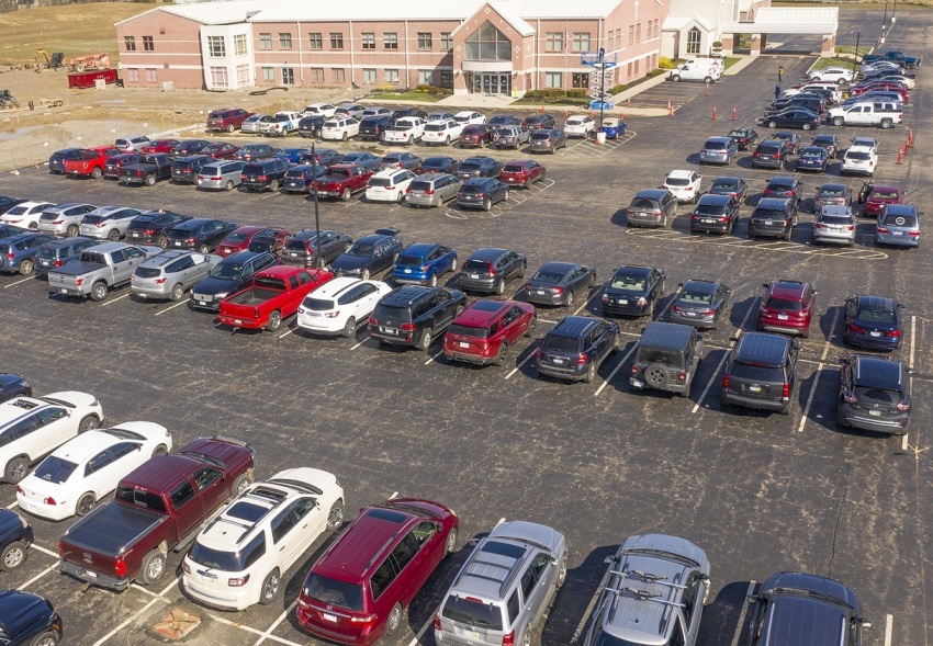 Genoa Church of Westerville, Ohio, holds a "Drive In Church" worship service on March 22, 2020. 