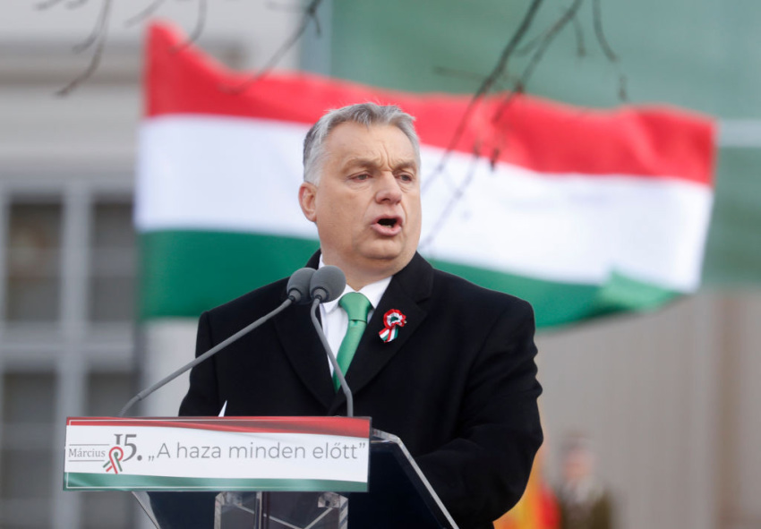 Hungarian Prime Minister Viktor Orban delivers a speech in front of the National Museum during Hungary’s National Day celebrations on March 15, 2019, in Budapest, Hungary. Hungary’s National Day celebrations commemorate the 1848 Hungarian Revolution against the Habsburg monarchy.