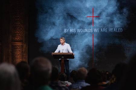 Pastor Jack Hibbs preaches at Calvary Chapel Chino Hills in California.