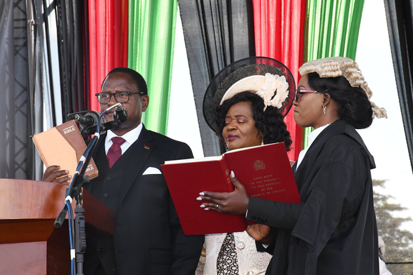 Dr. Lazarus Chakwera taking Oath of Office as President of the Republic of Malawi on June 28, 2020.