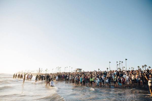 Saturate OC draws people to Huntington Beach, California, July 2020.