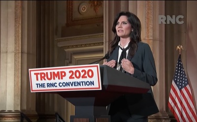 Cissie Graham Lynch speaks at the 2020 Republican National Convention at the Mellon Auditorium in Washington, D.C., on Aug. 25, 2020.