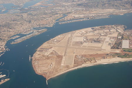 An aerial view of Naval Base Coronado in Coronado, Calif., one of several Naval bases that will no longer hold Catholic masses once the contracts of their civilian priests expire.