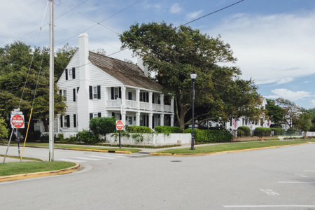 Front Street in Beaufort, located in coastal North Carolina, is lined with old homes.