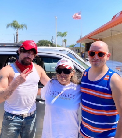 Three Catholic Trump supporters pose in Edinburg, Texas