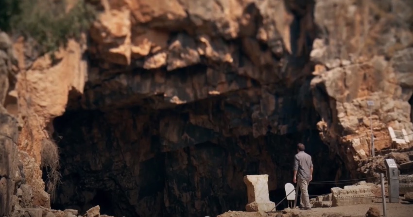 The Grotto of Pan, located in the Banias Nature Reserve in Israel. In Ancient Times, the area was known as Caesarea Philippi and was where some events described in the Gospels occurred.