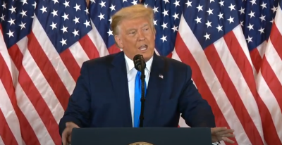 President Trump speaks at the White House following the 2020 presidential election.