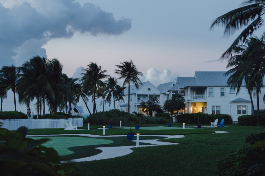 Dusk at the Tranquility Bay Beachfront Hotel & Resort in Marathon, Florida.