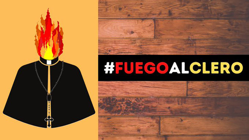 One of several images that went viral on Twitter the week of Nov. 23, 2020, as thousands of users in Spain called for priests to be burned.