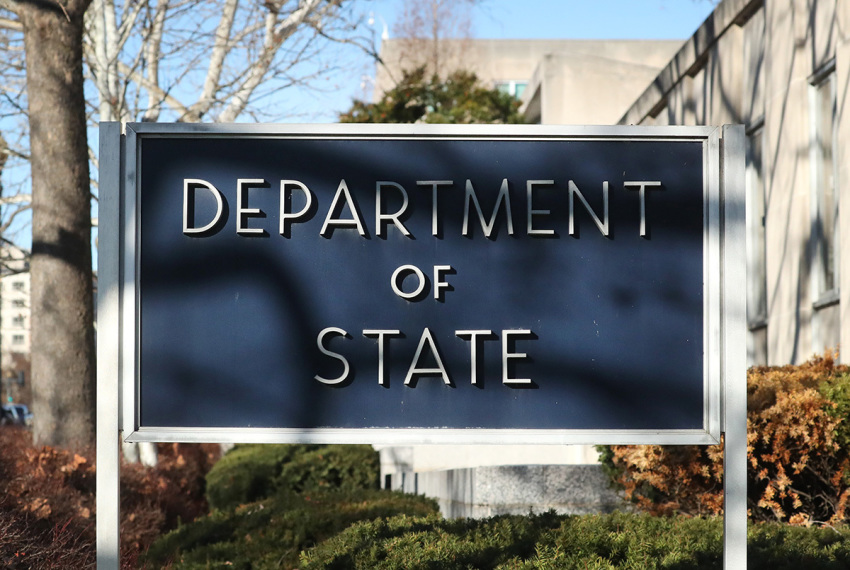 The U.S. Department of State is seen on January 6, 2020, in Washington, D.C.
