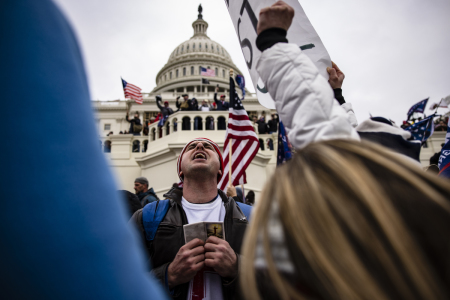 Pro-Trump supporters storm the U.S. Capitol following a rally with President Donald Trump on Jan. 6, 2021, in Washington, D.C. Trump supporters gathered in the nation's capital to protest the ratification of President-elect Joe Biden's Electoral College victory over President Trump in the 2020 election.