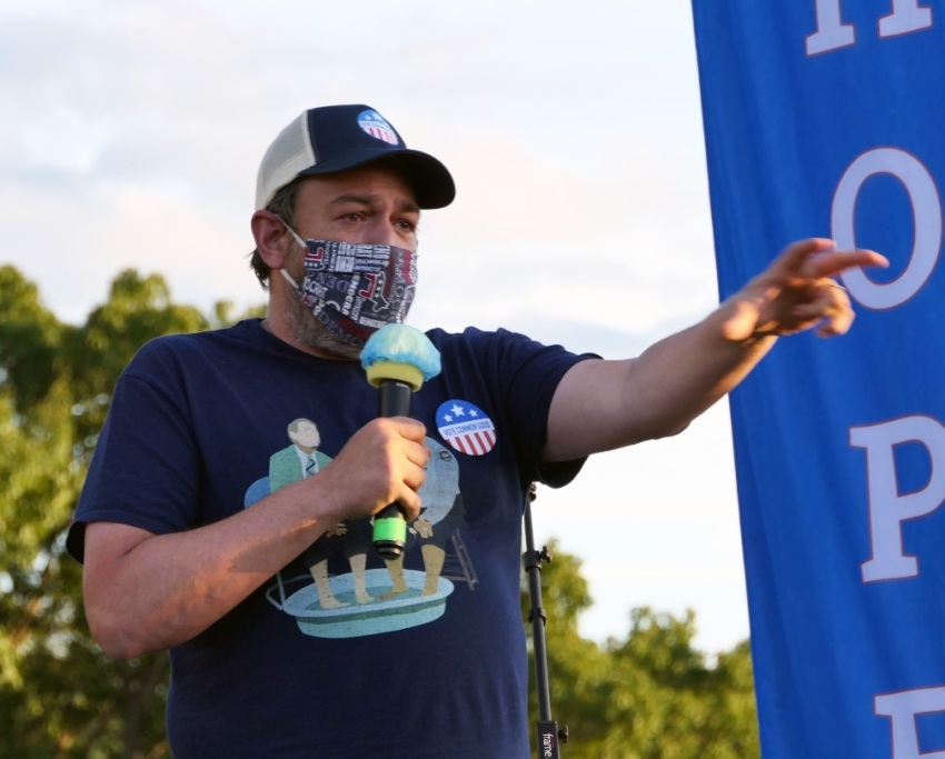 Pennsylvania resident Bill Werts speaks at a Vote Common Good rally during the 2020 election cycle.