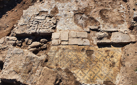 A late fifth century CE Greek inscription, 'Christ born of Mary,' recently found in the village of et-Taiyiba (Taibe) in the Jezreel Valley. 