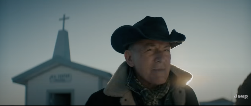 Bruce Springsteen is seen on the set of Jeep's Super Bowl commercial, 2021. 