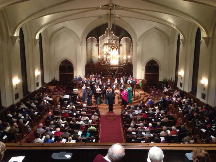Inside First Presbyterian Church in Lexington, Ky., before the pandemic.