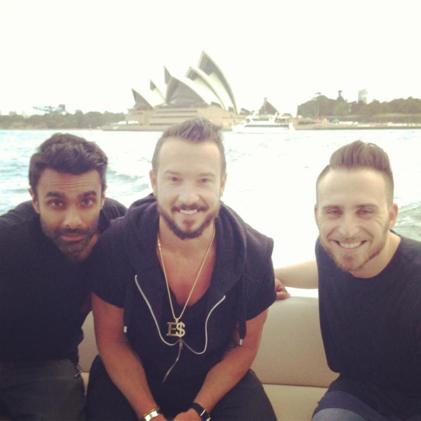 Chrishan Jeyaratnam (L) with former Hillsong Church lead pastor, Carl Lentz (c).