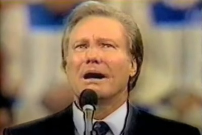 Prominent televangelist Jimmy Swaggart speaks during his famous "I have sinned" confession in 1988. 
