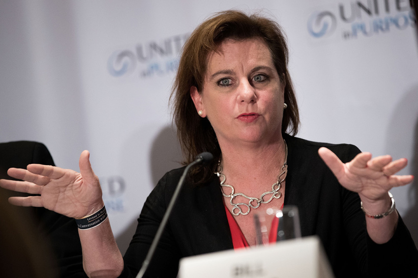 Marjorie Dannenfelser, president of Susan B. Anthony List, speaks during a press conference at the Marriott Marquis Hotel on June 21, 2016, in New York City.
