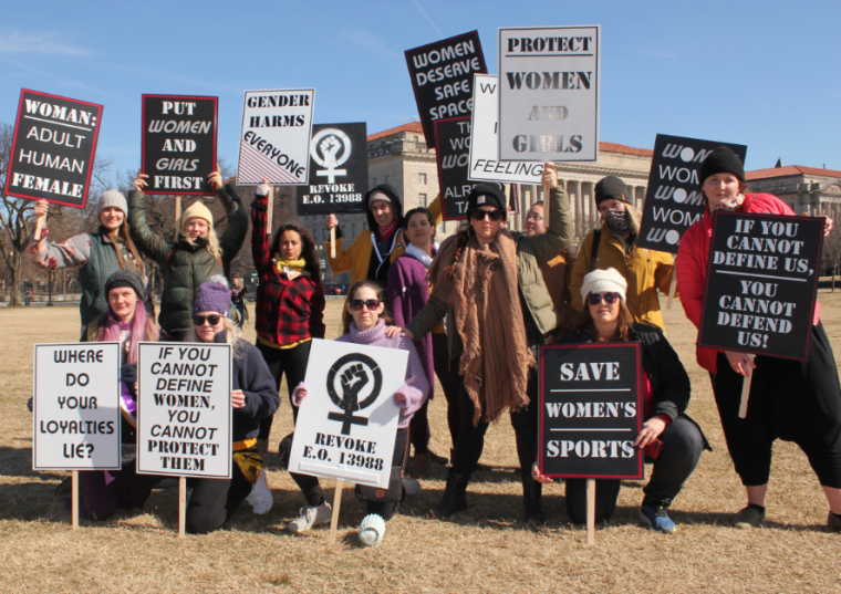 Hundreds Of Women S Rights Activists Unite To Protest Equality Act And Biden S Executive Order