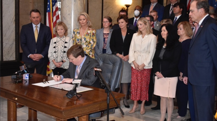 Mississippi Governor Tate Reeves signing the Mississippi Fairness Act into law on Thursday, Mar. 12, 2021.