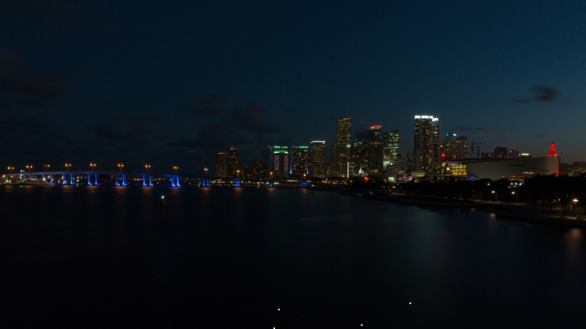 Miami’s cityscape at night.