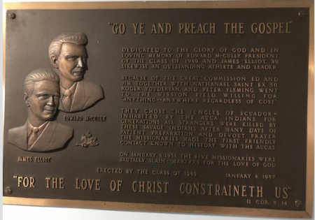 Wheaton College's plaque honoring martyr Jim Elliot and four other slain missionaries will be reworded by May 1, 2021, to remove stereotypical language referring to a people group as