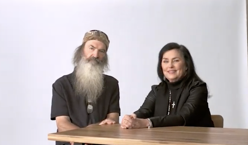 Phil and Kay Robertson on the set of "Dysfunction to Dynasty," an eight-part miniseries from "I Am Second" capturing three generations of Robertsons sharing their own stories.