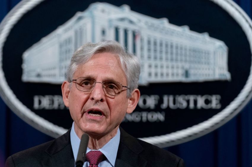 Attorney General Merrick Garland speaks at the Department of Justice on April 21, 2021, in Washington, D.C.