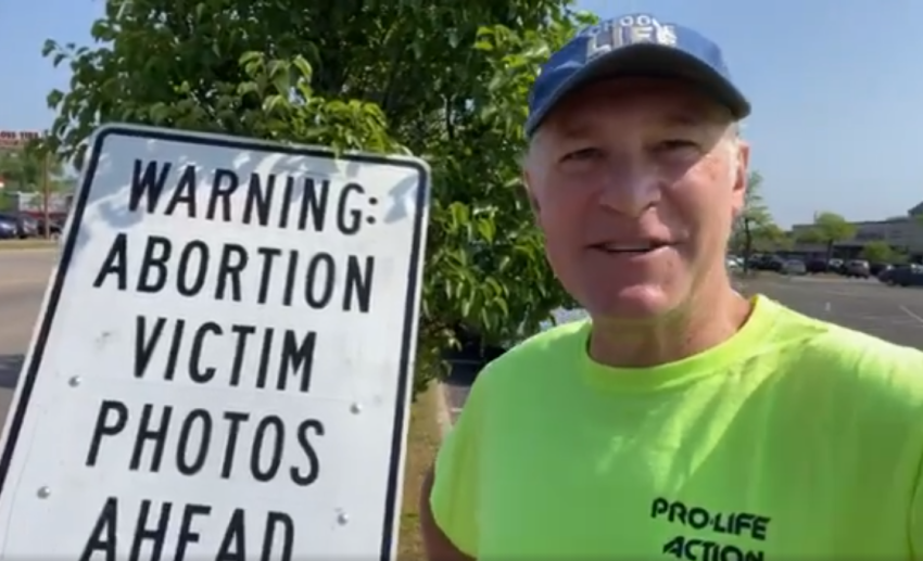 Pro-Life Action League President Eric Scheidler at the first stop of the pro-life group's 2021