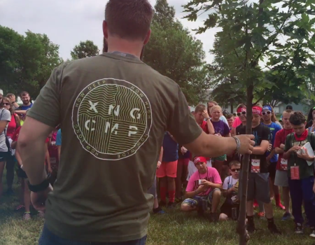 Students and counselors gather at the Crossing Camp in Schuyler County, Illinois.