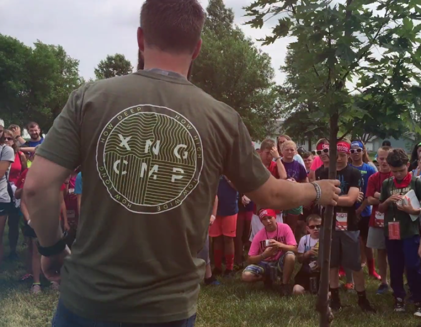 Students and counselors gather at the Crossing Camp in Schuyler County, Illinois.