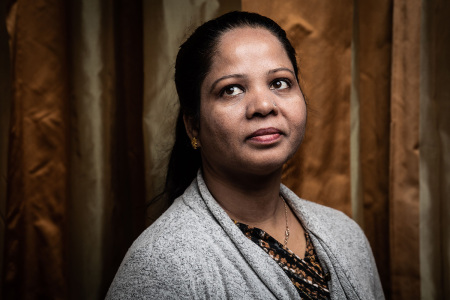 Asia Bibi from Pakistan, poses during a photo session in Paris, on February 25, 2020. The case of Asia Bibi, a Christian woman sentenced to death for blasphemy in 2010 and acquitted by the Supreme Court in 2018, shone a global spotlight on the use and abuse of blasphemy laws in Pakistan.