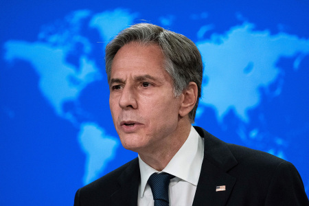 US Secretary of State Antony Blinken speaks about Afghanistan during a media briefing at the State Department on August 25, 2021, in Washington, D.C. - More than 1,500 U.S. citizens might still need to be evacuated from Afghanistan and the Taliban have pledged to allow some departures after U.S. troops leave on August 31, Blinken said.