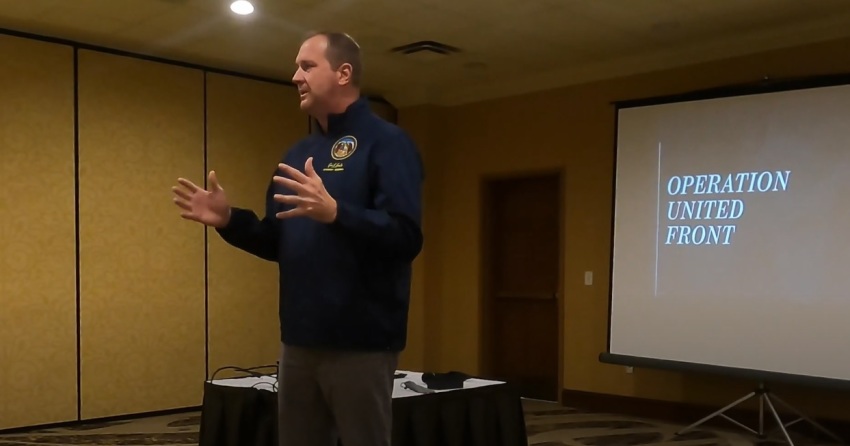 Missouri Attorney General Eric Schmitt gives remarks on Operation United Front, a joint state and federal anti-human trafficking operation, in a video uploaded to YouTube on Friday, Aug. 27, 2021.