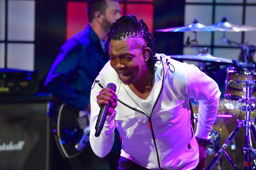 Michael Tait of Newsboys perform during filming of "Candace" on Sept. 13, 2021, in Nashville, Tennessee.