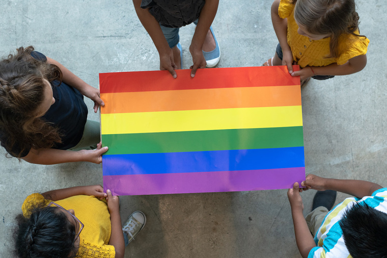 Students, LGBT flag