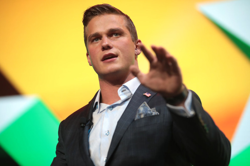 Republican Congressman Madison Cawthorn of North Carolina speaking with attendees at the 2020 Student Action Summit hosted by Turning Point USA at the Palm Beach County Convention Center in West Palm Beach, Florida. https://flickr.com/photos/22007612@N05/50760978062