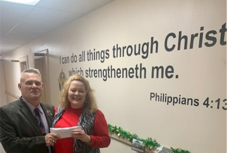 The Columbus County Sheriff's Office in Columbus County, North Carolina, features the Bible verse Philippians 4:13, which proclaims: 
