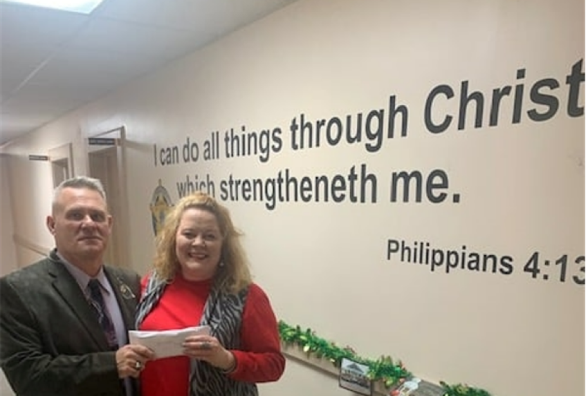 The Columbus County Sheriff's Office in Columbus County, North Carolina, features the Bible verse Philippians 4:13, which proclaims: 
