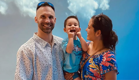 Thomas Hand Jr. seen in this undated photo with his wife, Christine Kozlowski Hand, and their son, Roman.