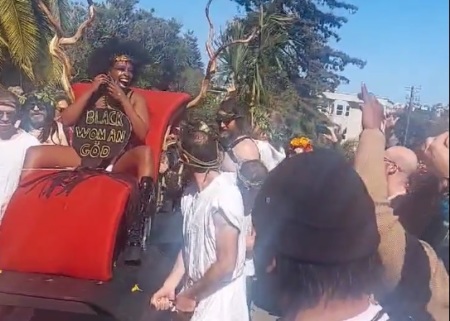 A person known as "Black Woman is God" was named the 2022 "Hunky Jesus" in San Francisco, California, on April 17, 2022.