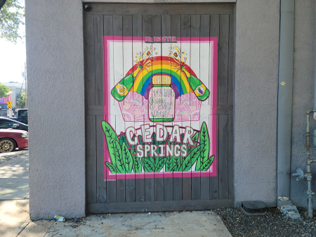The Exterior of Mr. Misster gay bar in Dallas, Texas, with the words