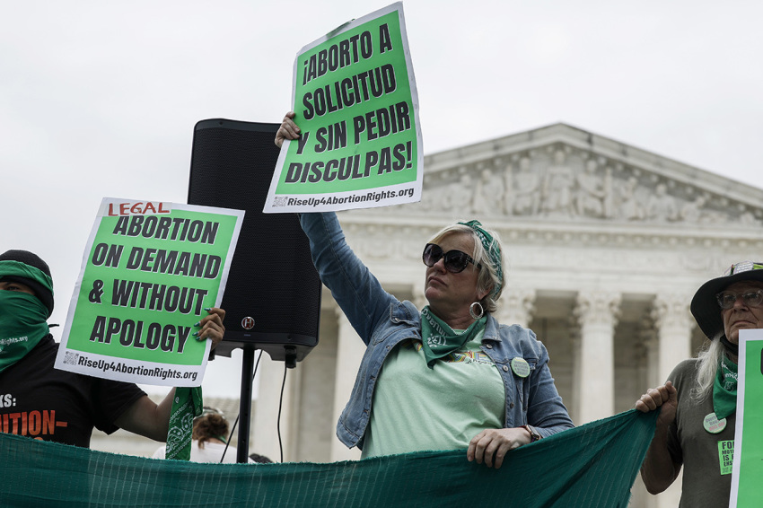 Activists with Rise Up 4 Abortion Rights protest outside of the U.S. Supreme Court Building on June 21, 2022, in Washington, D.C.