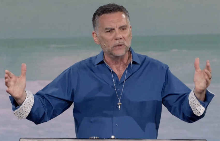 Michael Franzese preaches at Greg Laurie's Harvest Church on June 26, 2022.