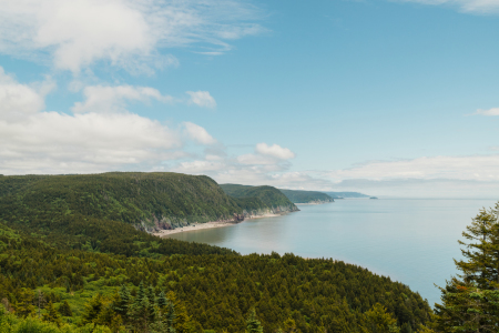A coastal view of the Bay of Fundy, near St. Martin’s, New Brunswick.