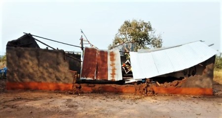 A church building was demolished in Rwomuriro, Kiboga District, Uganda, on June 26, 2022.