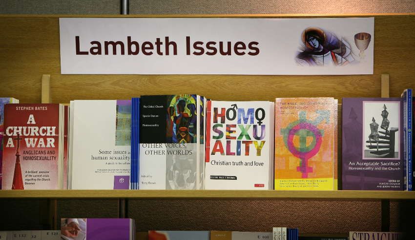 Books for sale are displayed at the Lambeth Conference on July 21, 2008, in Canterbury, England.