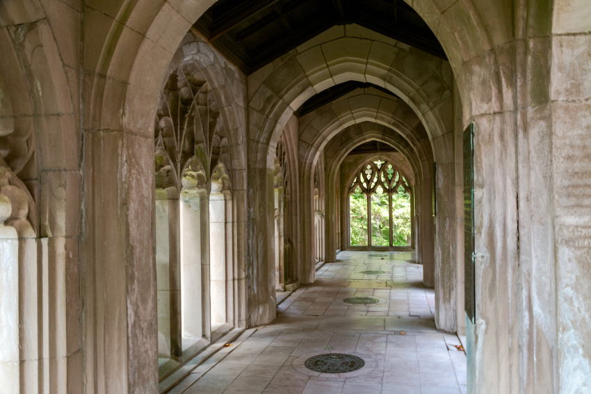 The Cloister of the Colonies at Washington Memorial Chapel in Valley Forge, Pennsylvania.